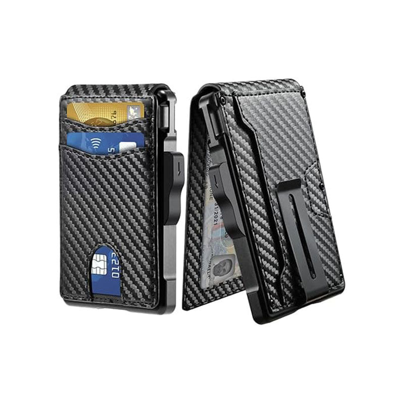Cartera Minimalista KREAVAN Carbon-Slim — Tarjetero de Fibra de Carbono con Bloqueo RFID, Diseño Ultra-Fino y Acabado de Alta Resistencia para Aventureros