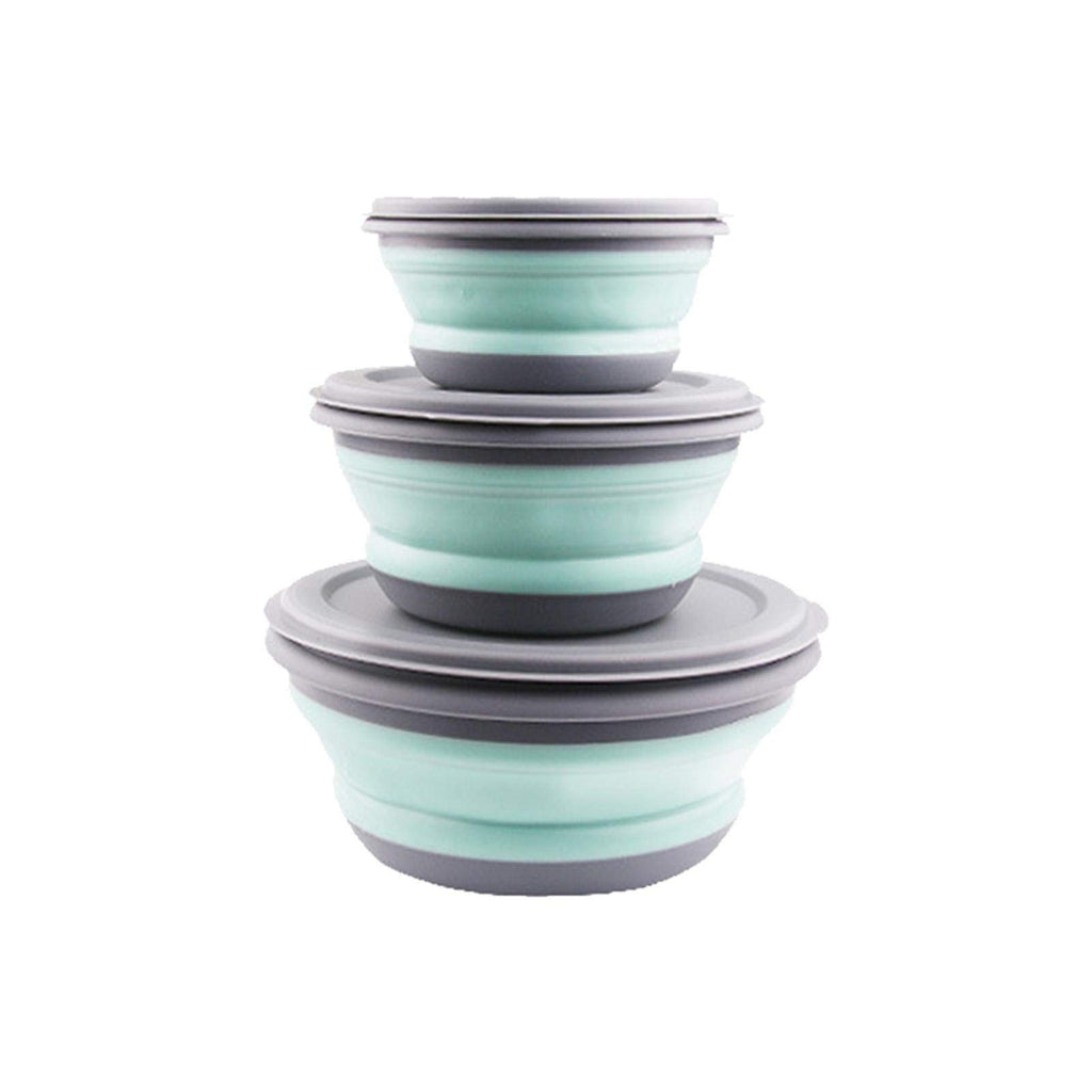 luckycyc Folding Bowl Portable Silicone Collapsible Travel Bowl Foldable Salad Bowl with Lid for Outdoor Travel 3PCS.