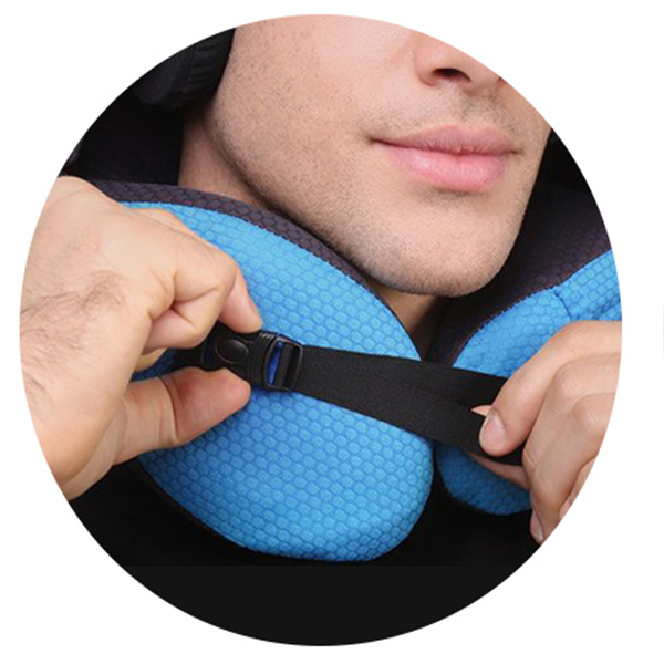 Almohada de Viaje KREAVAN Deep-Sleep — Viscoelástica con Memoria, Capucha de Privacidad Integrada y Soporte Ergonómico 360° para Vuelos y Rutas en Camper