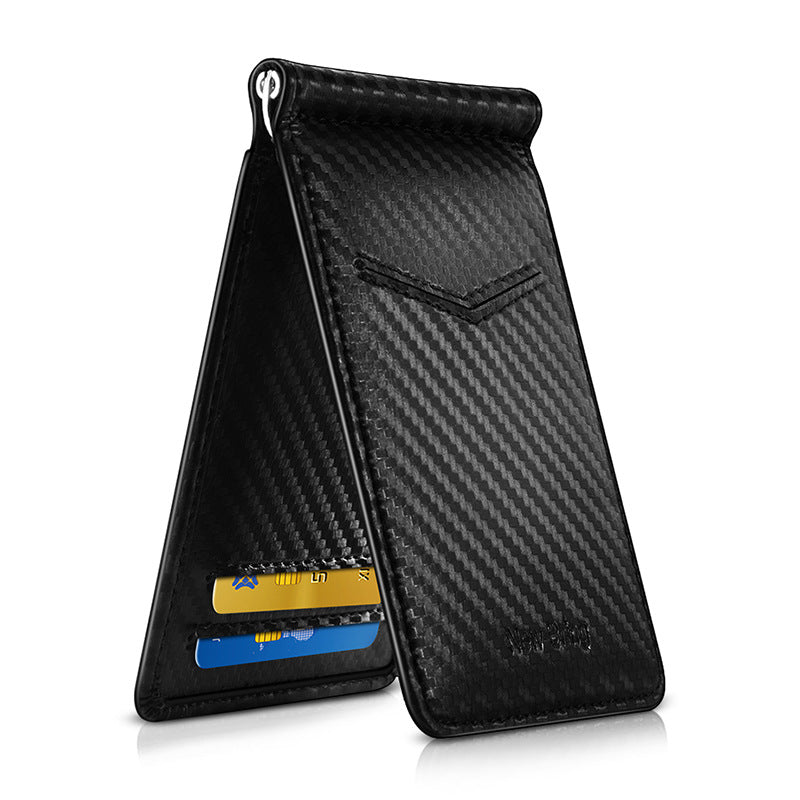 Cartera de Lujo KREAVAN Carbon-Elite — Cuero de Vaca Genuino y Fibra de Carbono, Protección RFID, Compartimento para Documentos y Diseño Vertical de Alta Gama