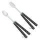 Butterfly Fork and Spoon Set 2 Pcs Tactical Stainless Steel Folding Butterfly-Open Style Camping Hiking Kitchen BBQ Grill Picnic Flatware Utensil (Black)