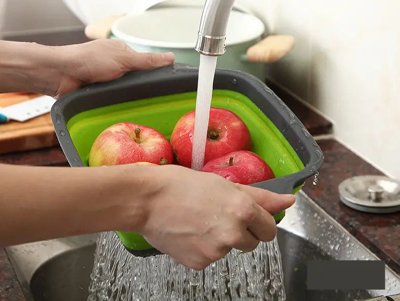 Collapsible Silicone Folding Drain Basket for Kitchen