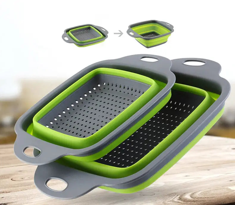 Collapsible Silicone Folding Drain Basket for Kitchen