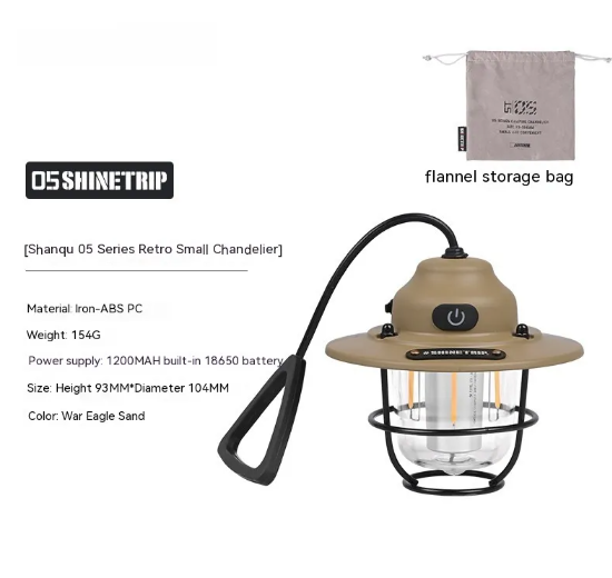 Lámpara de Camping Vintage KREAVAN Pine-Cone - Linterna LED Recargable de Metal, Diseño Retro y Correa de Cuero para Campamento y Jardín
