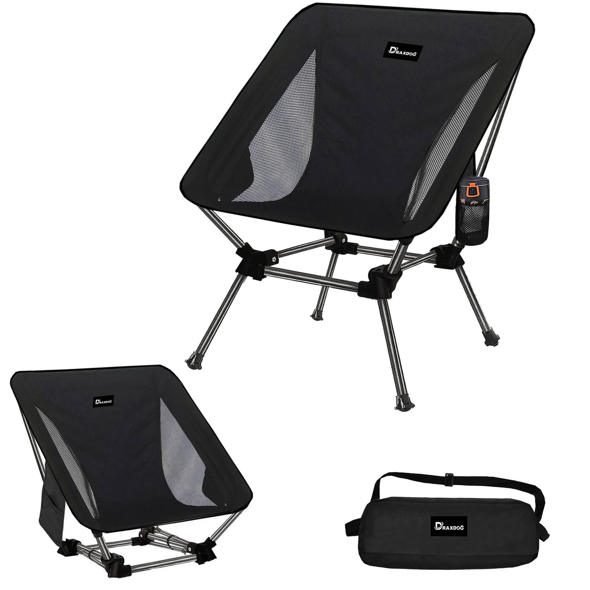 Silla de Camping KREAVAN Solo-Stout - Estructura Cuadrada de Alta Estabilidad, Soporta 150kg, Diseño Ergonómico y Bolsa de Transporte Táctica