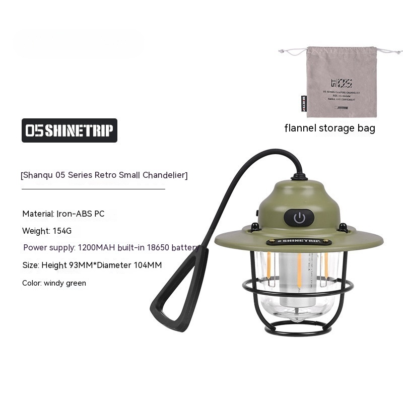Lámpara de Camping Vintage KREAVAN Pine-Cone - Linterna LED Recargable de Metal, Diseño Retro y Correa de Cuero para Campamento y Jardín