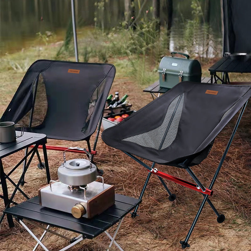 Silla de Camping KREAVAN Moon-Relief - Respaldo Alto Ergonómico, Estructura de Aluminio Aeroespacial, Ultra-Ligera (1.45kg) y Tejido Catiónico 600D