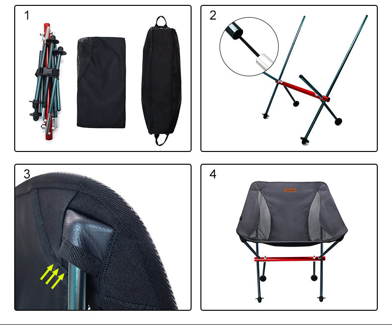 Silla de Camping KREAVAN Moon-Relief - Respaldo Alto Ergonómico, Estructura de Aluminio Aeroespacial, Ultra-Ligera (1.45kg) y Tejido Catiónico 600D