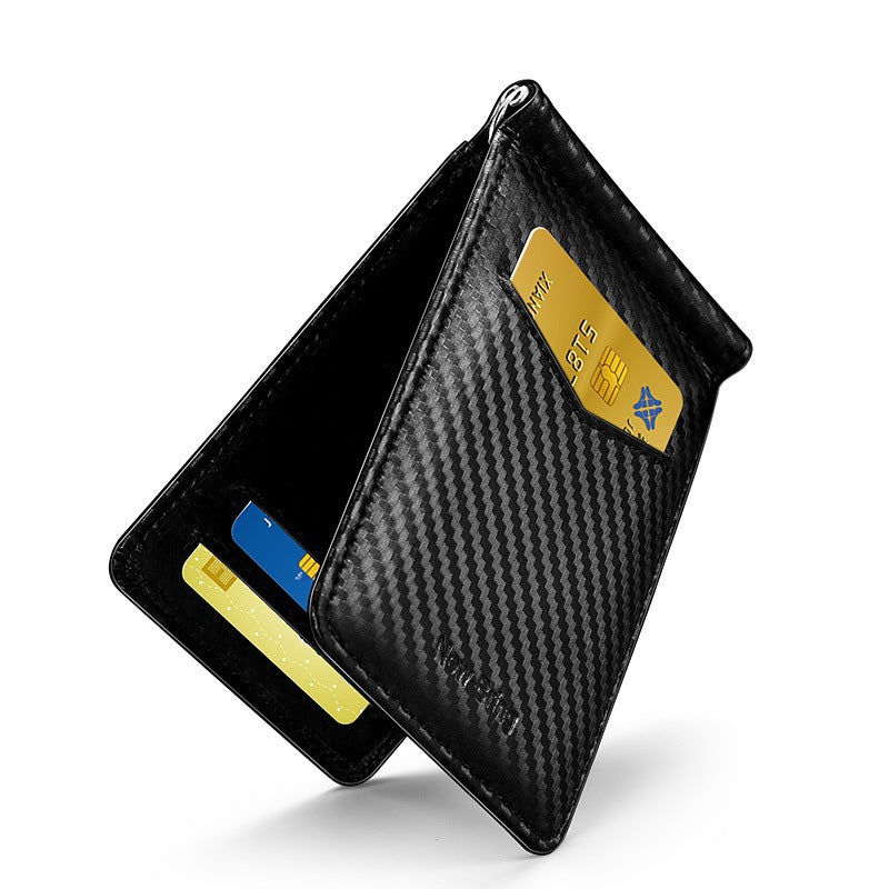 Cartera de Lujo KREAVAN Carbon-Elite — Cuero de Vaca Genuino y Fibra de Carbono, Protección RFID, Compartimento para Documentos y Diseño Vertical de Alta Gama