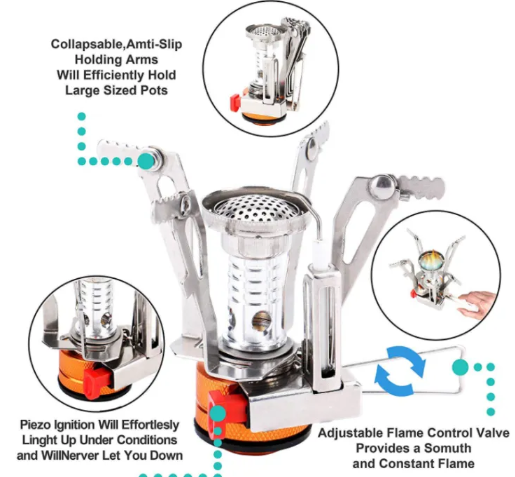 Set de Cocina de Montaña KREAVAN 9 en 1 - Kit de Hornillo y Menaje Ultraligero, Ollas de Aluminio Anodizado y Cubiertos Plegables para Trekking