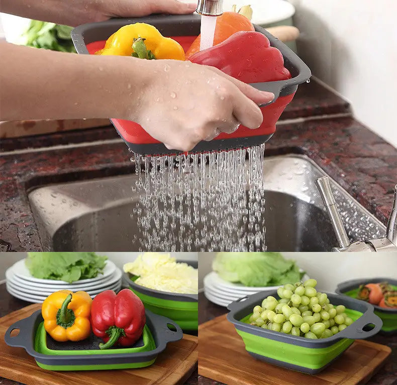 Collapsible Silicone Folding Drain Basket for Kitchen