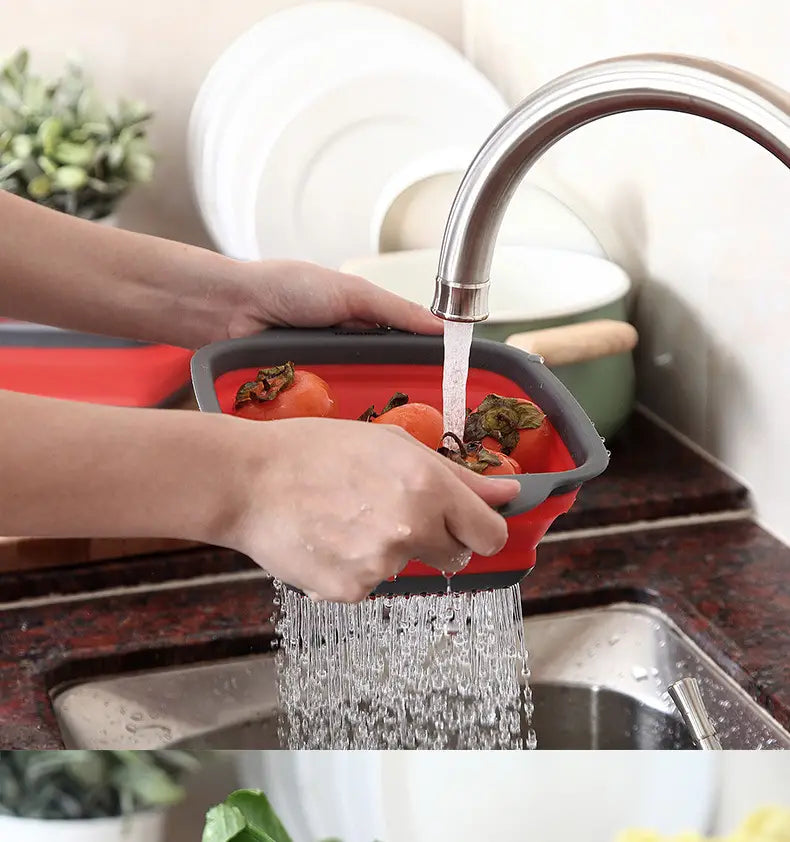 Collapsible Silicone Folding Drain Basket for Kitchen
