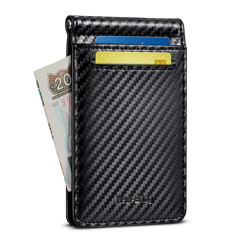 Cartera de Lujo KREAVAN Carbon-Elite — Cuero de Vaca Genuino y Fibra de Carbono, Protección RFID, Compartimento para Documentos y Diseño Vertical de Alta Gama