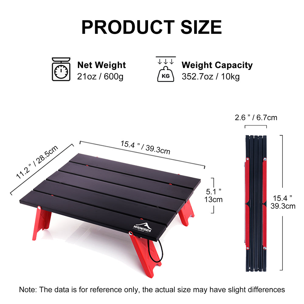 Mini Mesa de Camping KREAVAN Nano-Lite - Mesa Auxiliar de Aluminio Ultraligera (530g), Plegable y Portátil para Senderismo y Mochileros