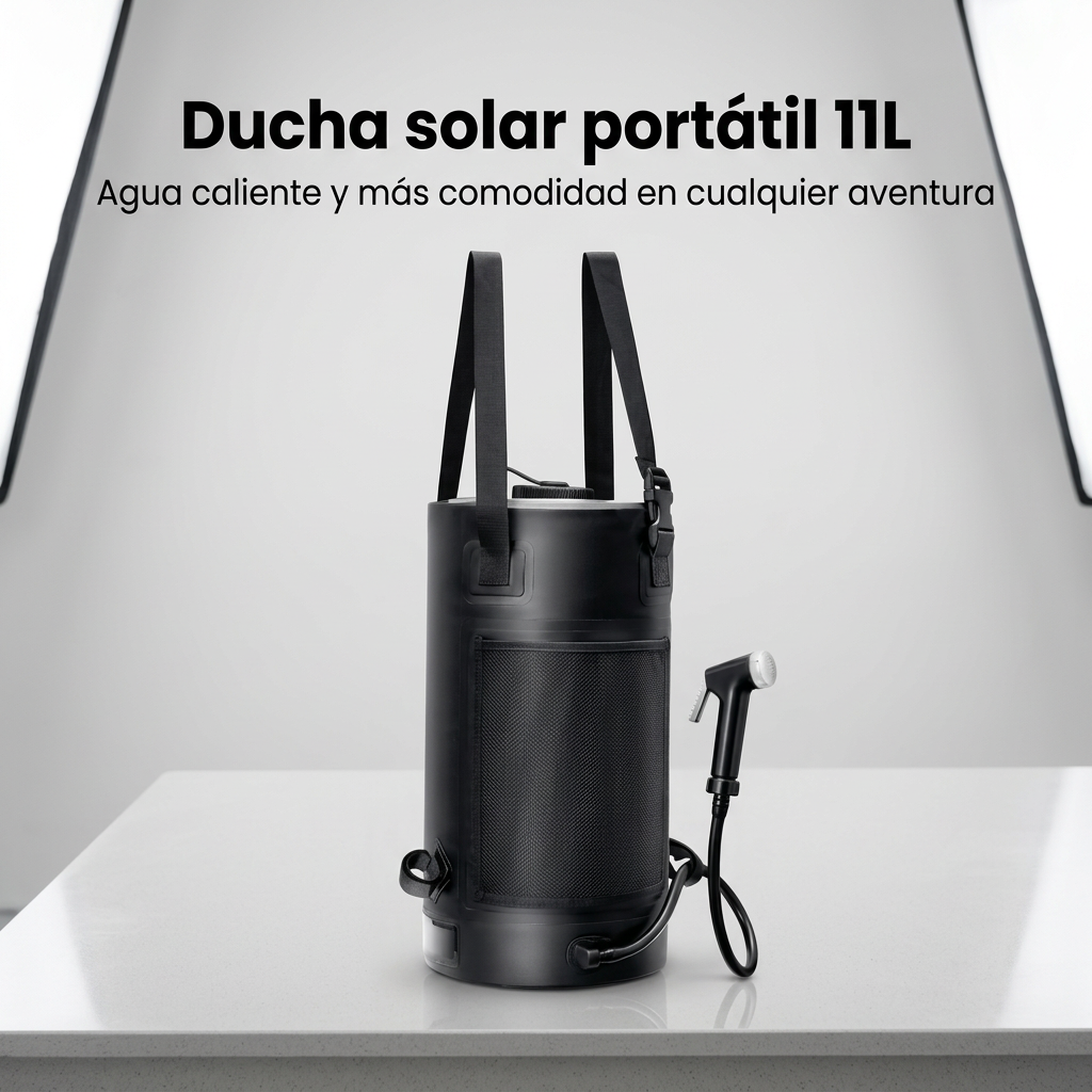 Ducha Solar de Presión KREAVAN 11L - Bolsa de Ducha Térmica Portátil con Indicador de Temperatura y Material Reforzado