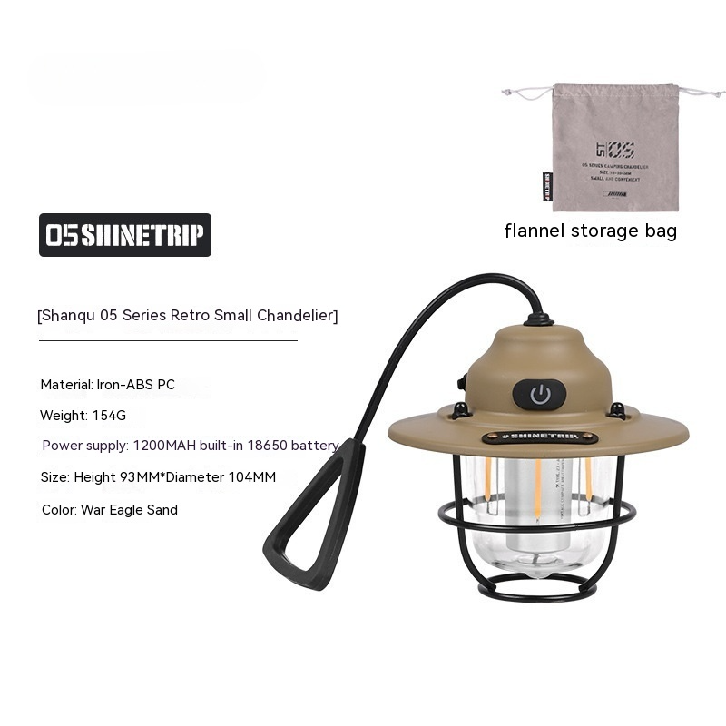Lámpara de Camping Vintage KREAVAN Pine-Cone - Linterna LED Recargable de Metal, Diseño Retro y Correa de Cuero para Campamento y Jardín