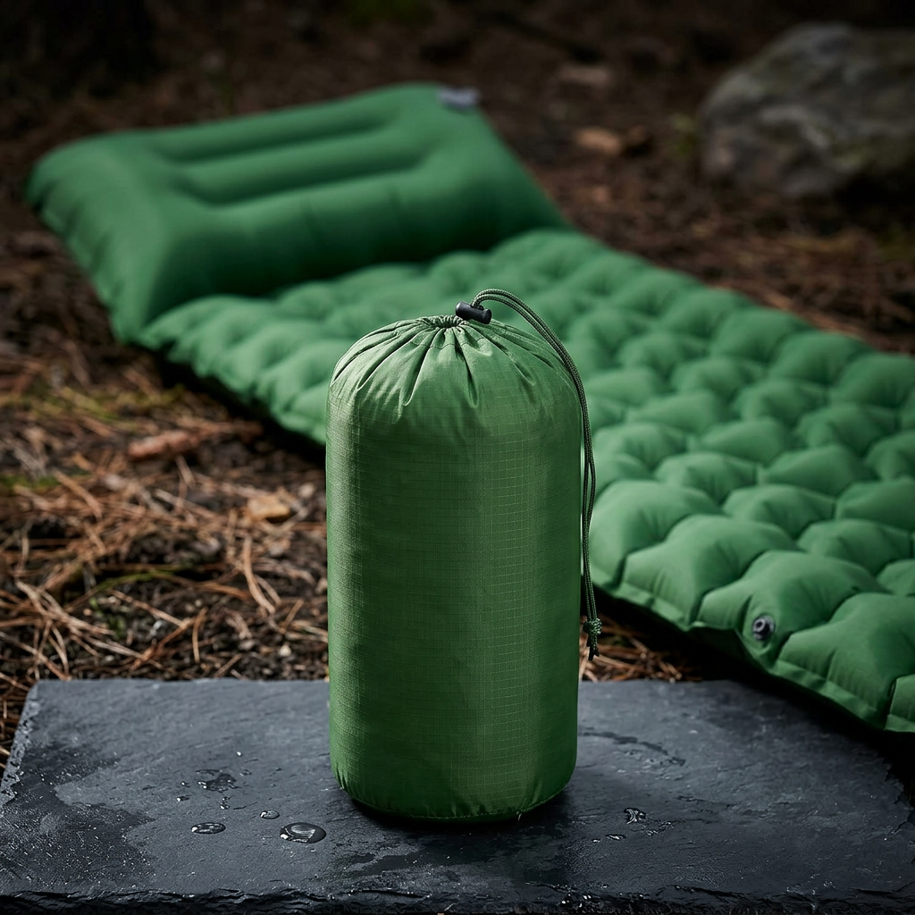 Esterilla Inflable de Acampada 50D con Almohada y Bomba de Pie