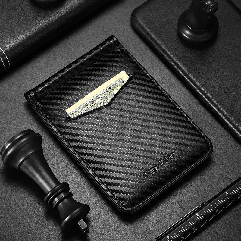 Cartera de Lujo KREAVAN Carbon-Elite — Cuero de Vaca Genuino y Fibra de Carbono, Protección RFID, Compartimento para Documentos y Diseño Vertical de Alta Gama