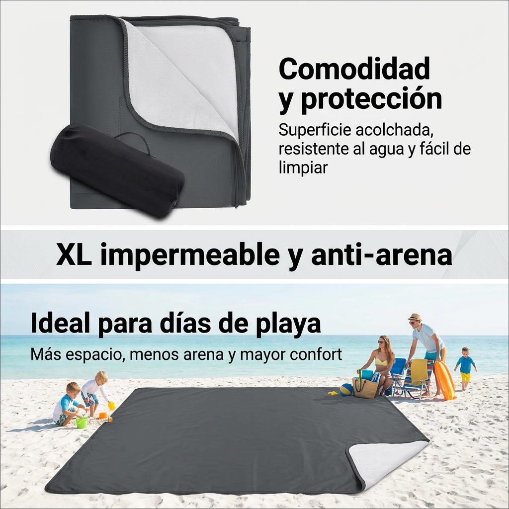Manta de Picnic XL Impermeable y Anti-Arena - Alfombra Térmica para Camping y Playa