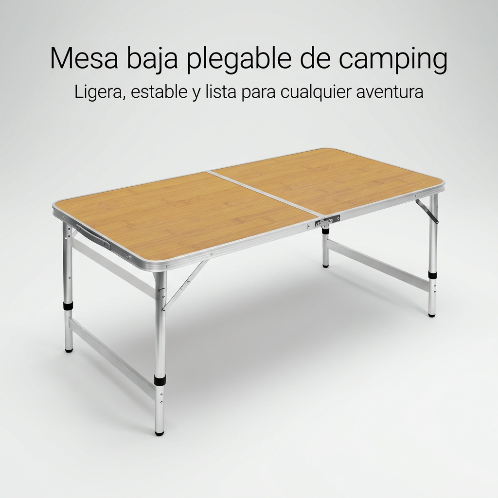 Mesa de Camping Plegable de Aluminio 90cm - Mesa Baja Portátil para Picnic, Playa y Exterior