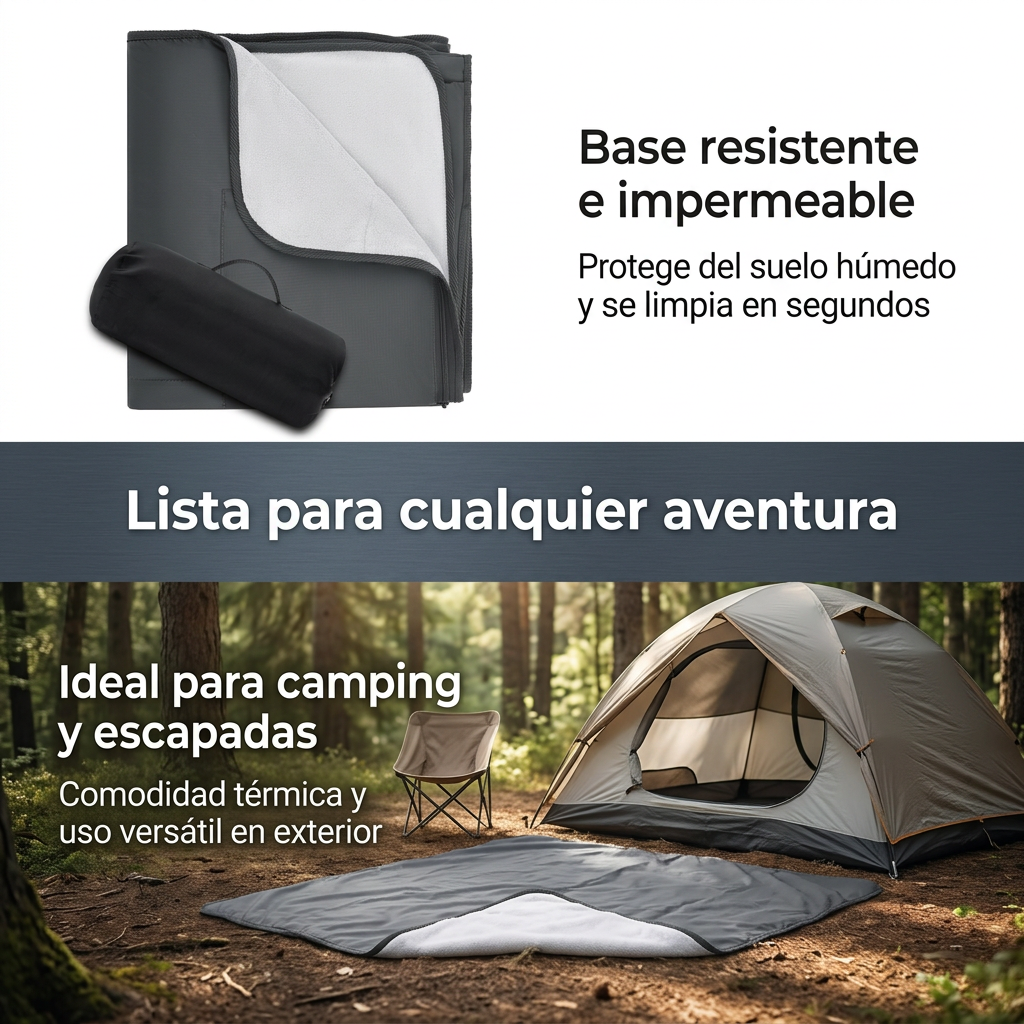 Manta de Picnic XL Impermeable y Anti-Arena - Alfombra Térmica para Camping y Playa